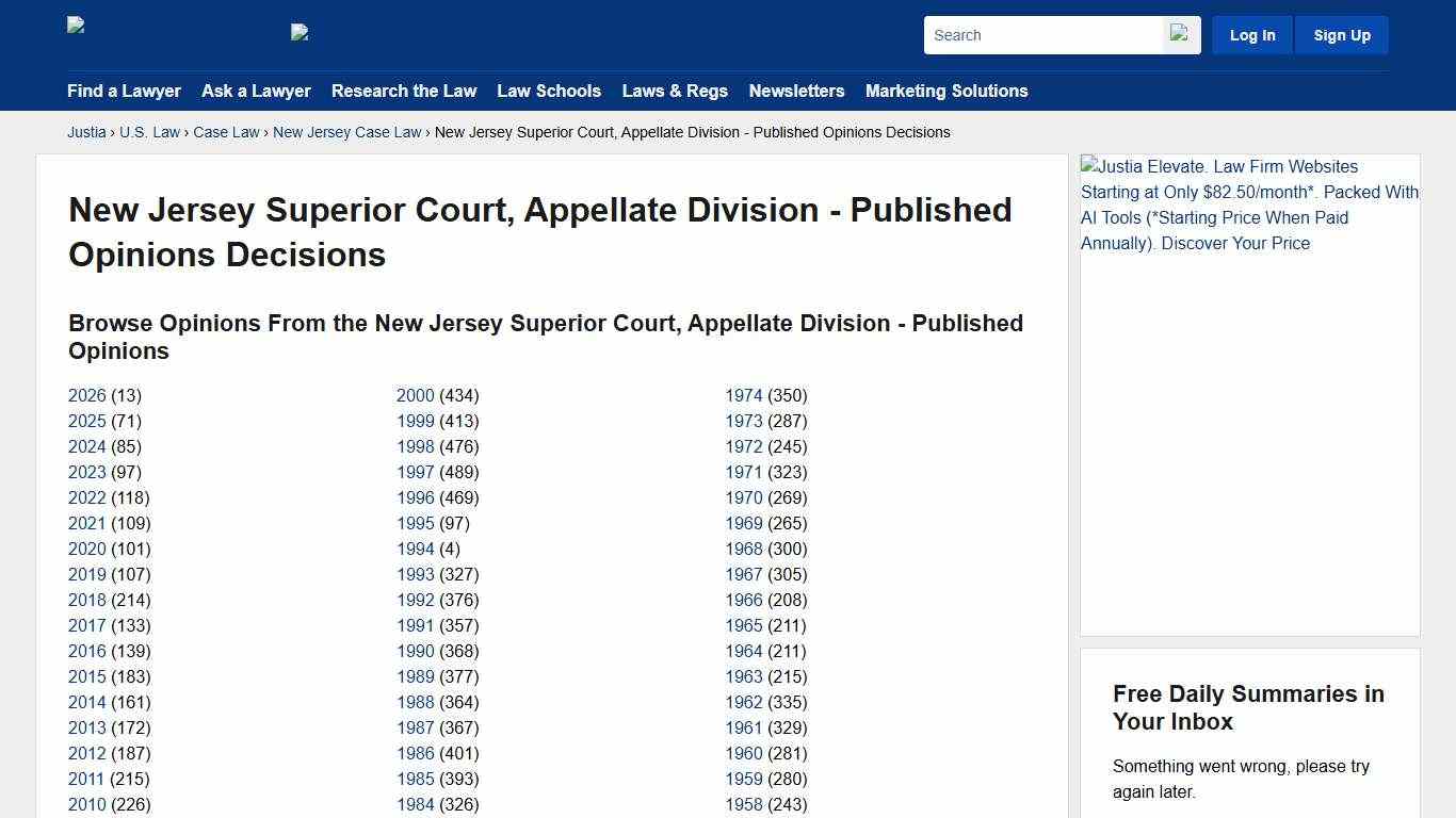 New Jersey Superior Court, Appellate Division - Published Opinions Decisions :: New Jersey Case Law :: New Jersey Law :: U.S. Law :: Justia