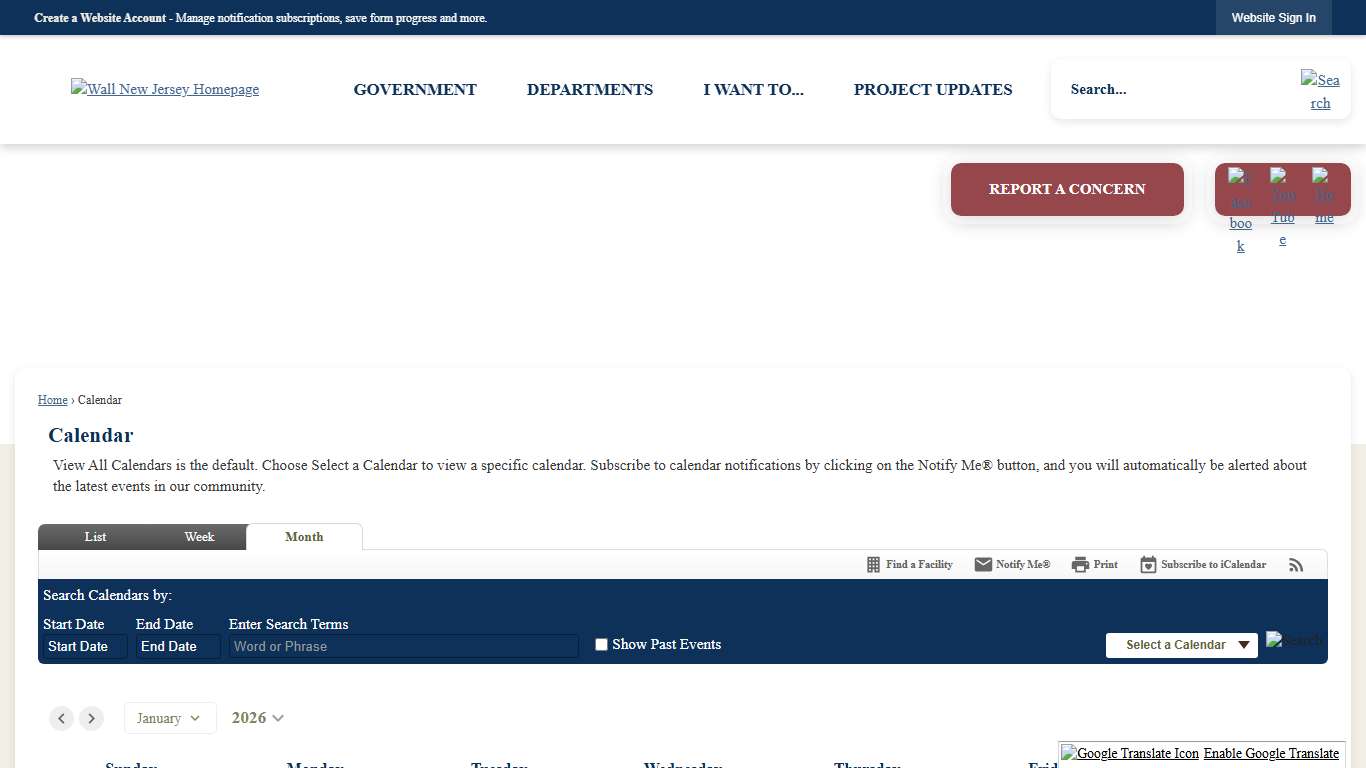 Calendar • Municipal Court Schedule