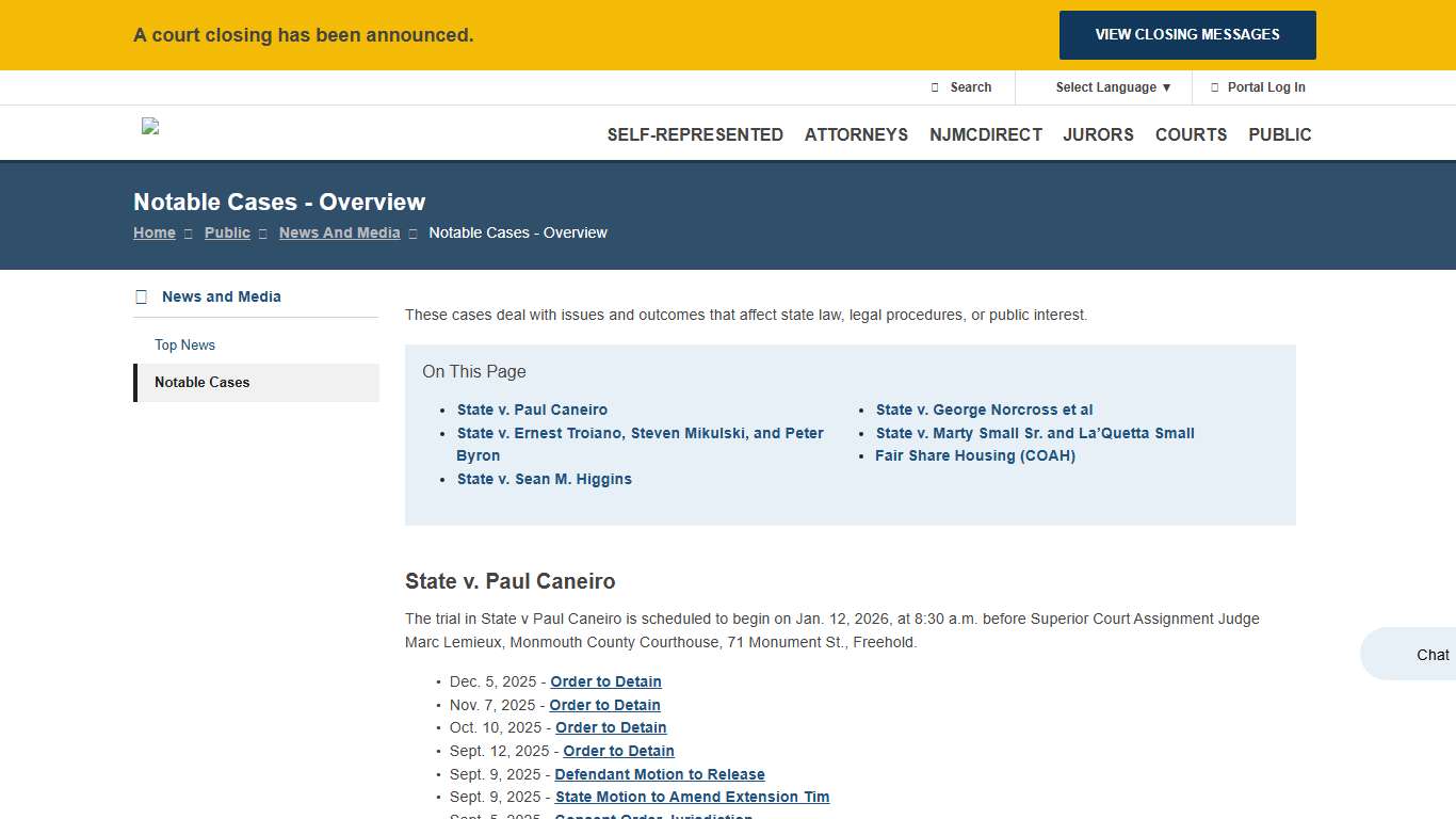 Notable Cases - Overview NJ Courts